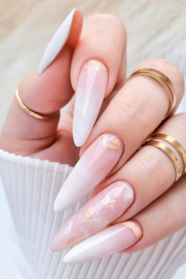 Pink and white ombre with gold accents