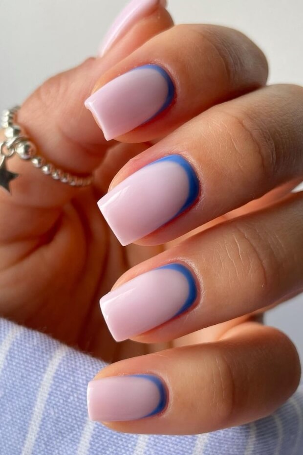 Gradient pink and blue nail art design