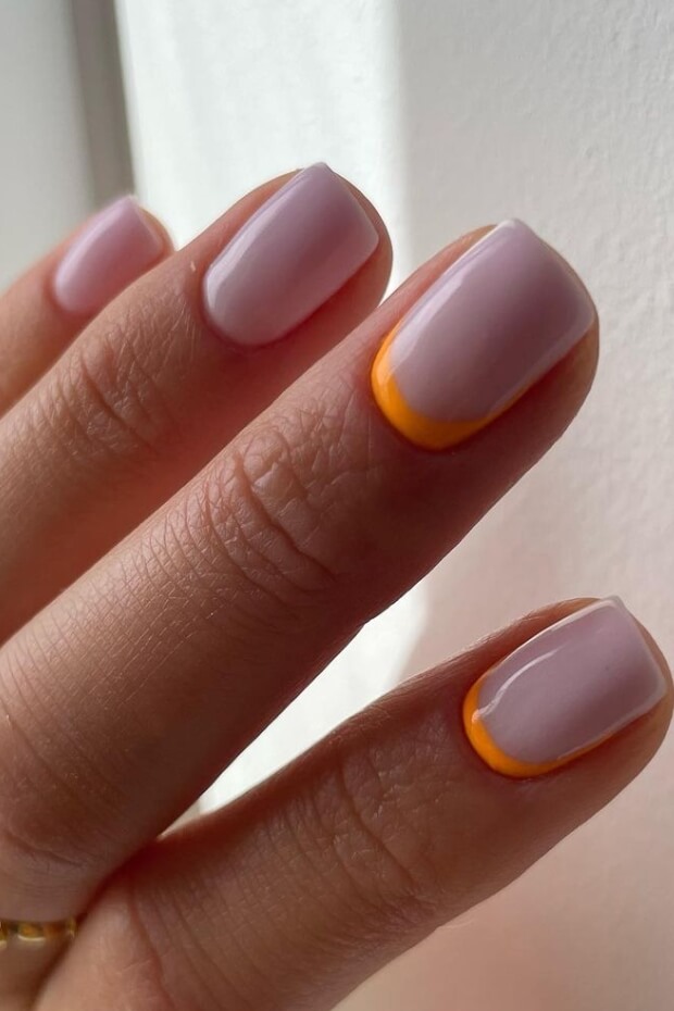 Pink and orange gradient nail art design