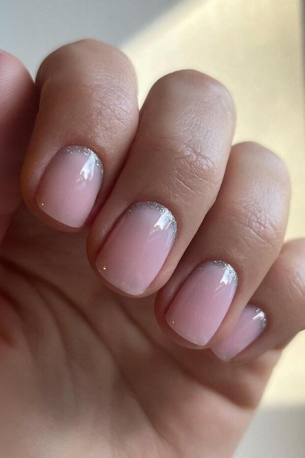 Pink and white ombre manicure with subtle gradient