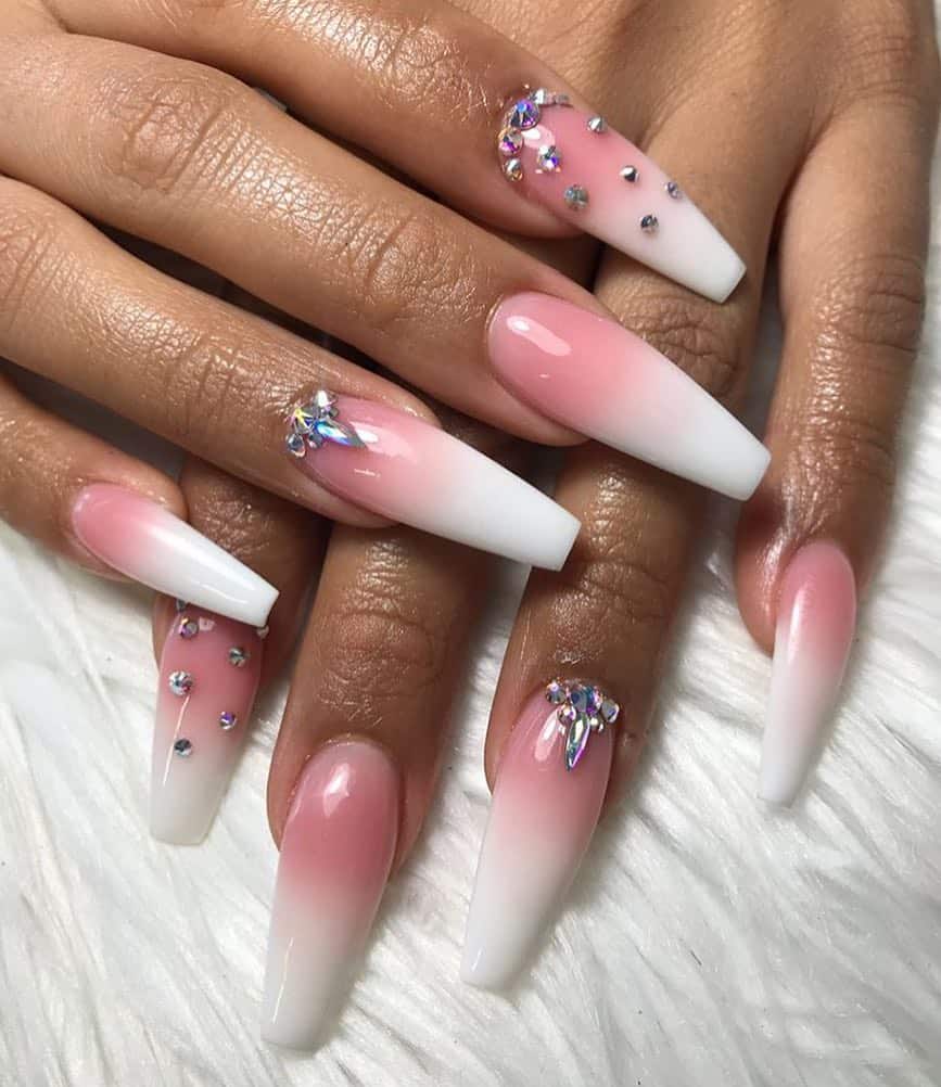 Pink and White Acrylic Nails