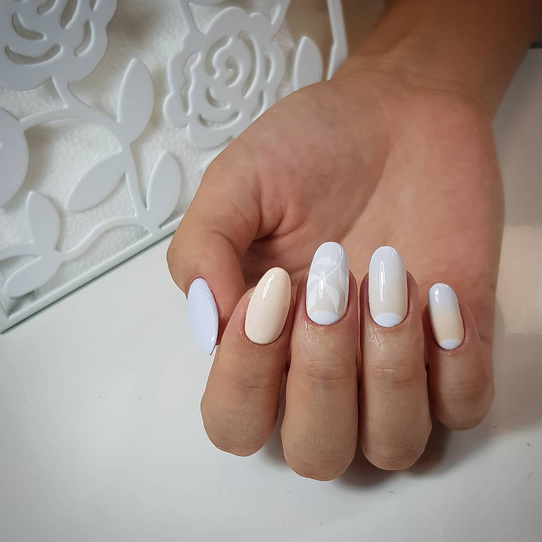 White Oval Acrylic Nails