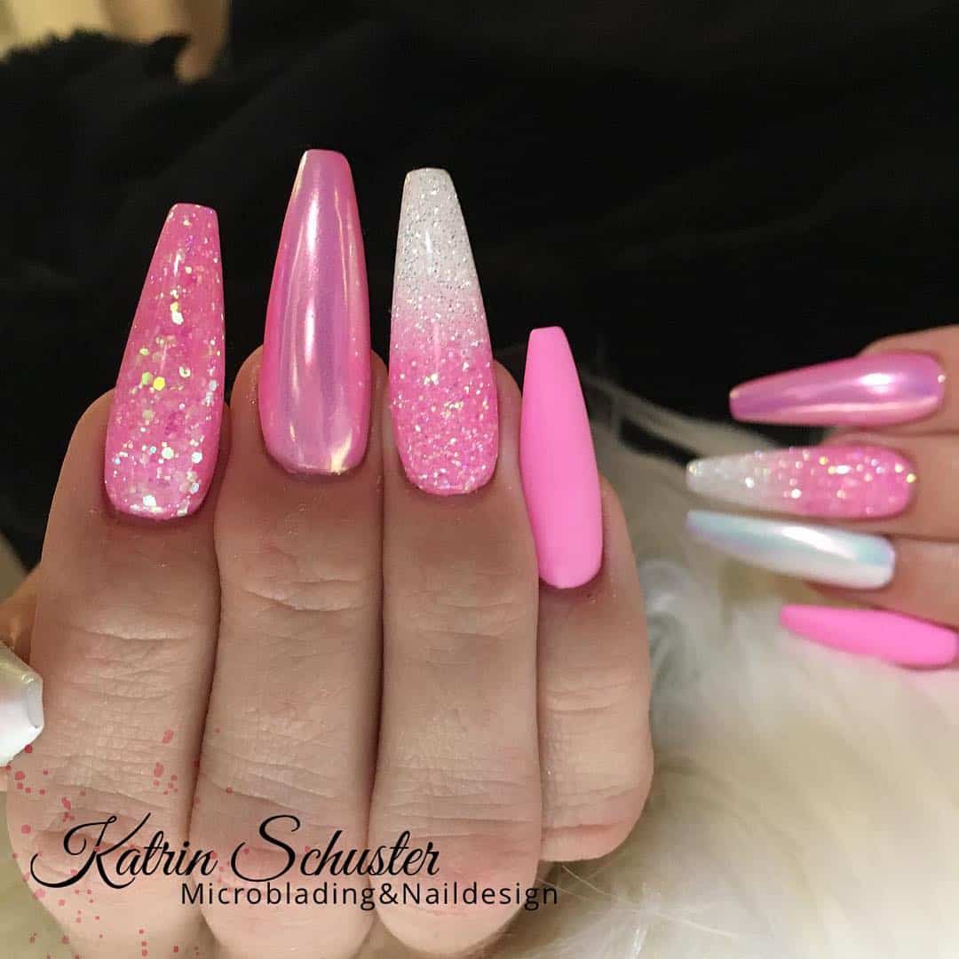 32 Extraordinary White Acrylic Nail Designs to Finish Your Trendy Look - Pink and White Acrylic Nails