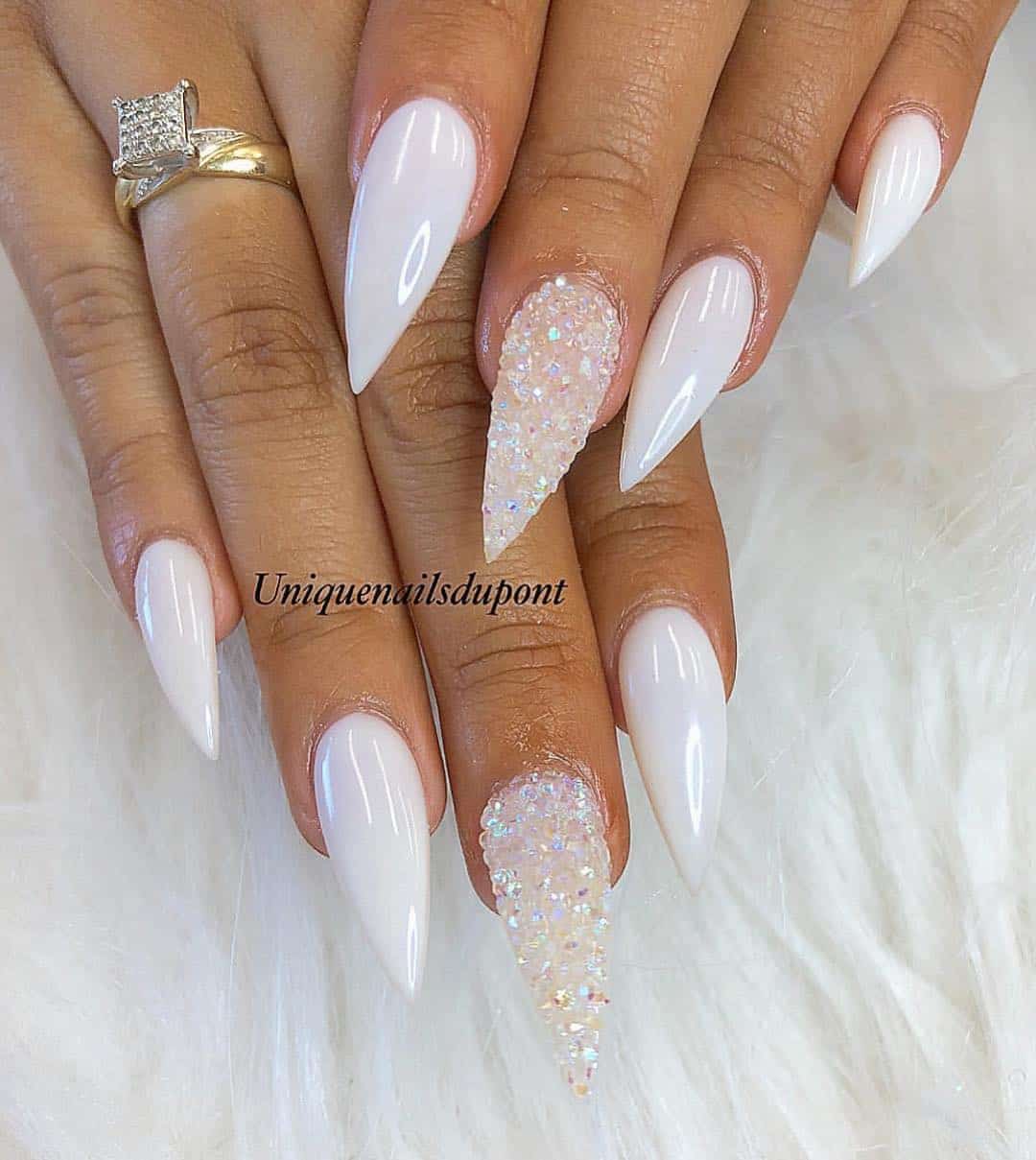 Acrylic Nails with Glitter Accents