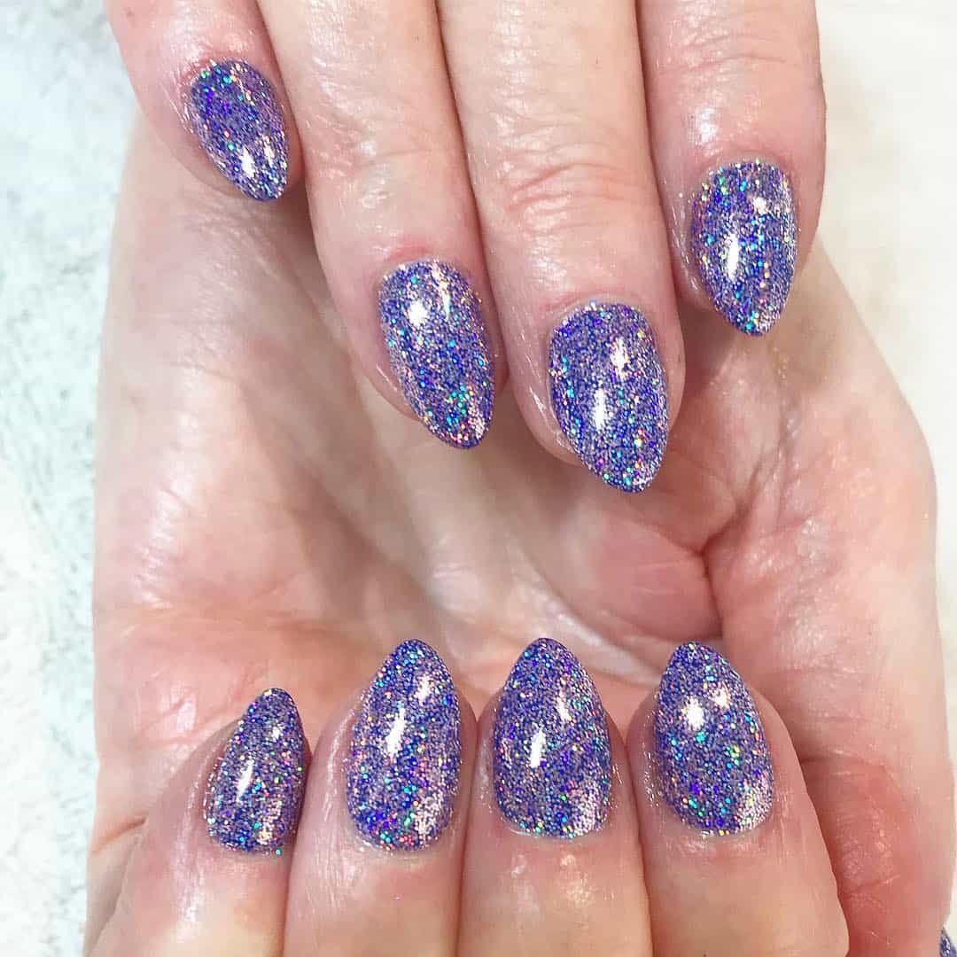 Short Acrylic Nails with Glitter Accents